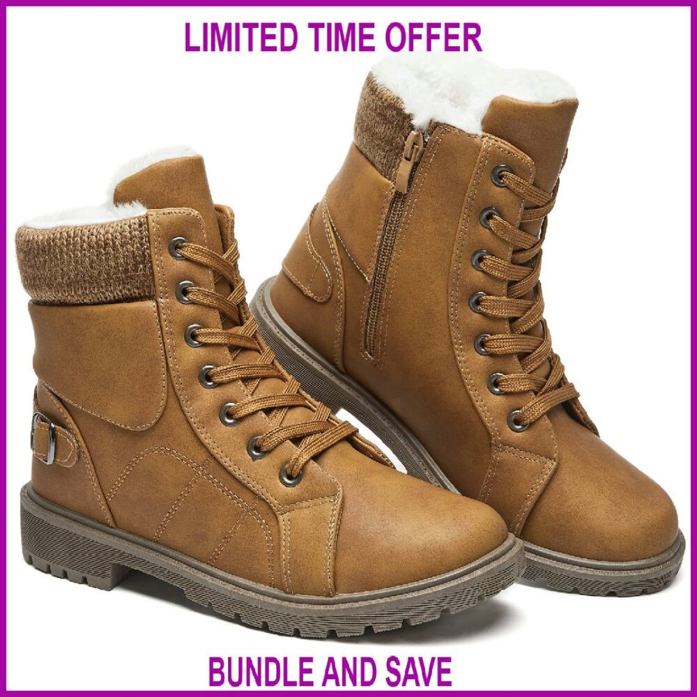 Women's Winter Snow Boots Fur Lined Ankle Boots Side Zipper Waterproof